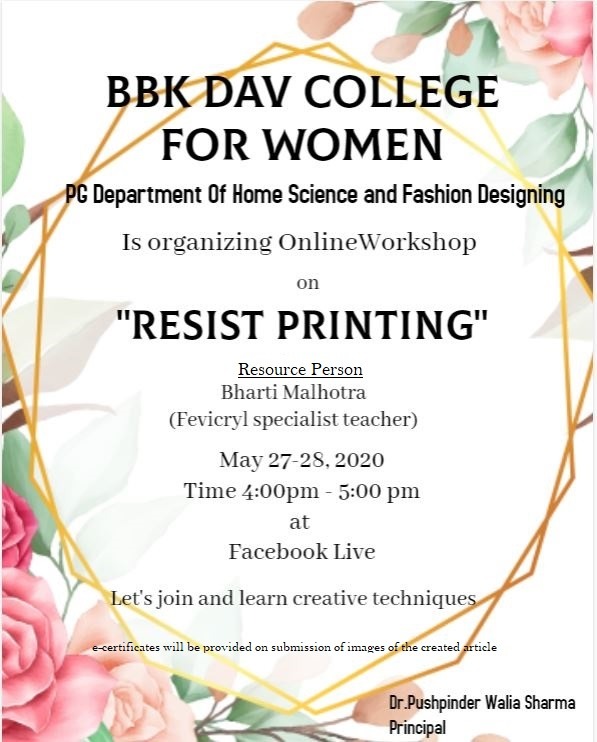 Online Workshop on Resist Printing